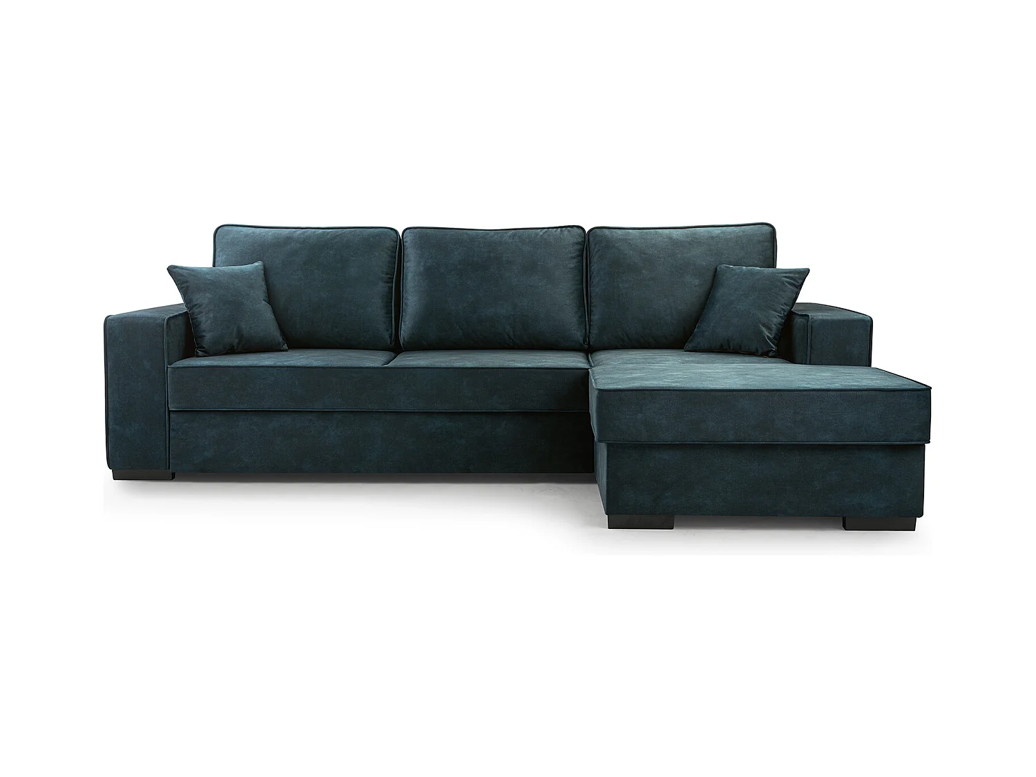 Schlafcouch mit Stauraum & Schlaffunktion – Sofa mit Automatik-Wagenmechanismus, Veloursstoff, gepolstertes Ecksofa | 223x160 cm | Gold, Rechte Seite