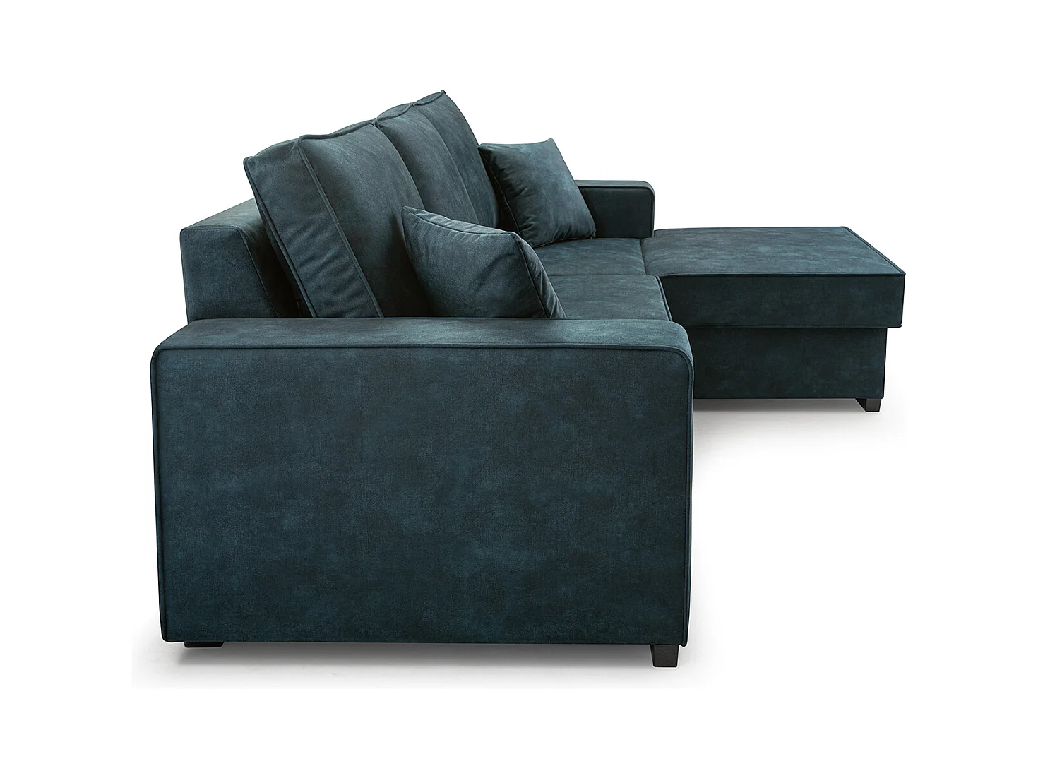 Schlafcouch mit Stauraum & Schlaffunktion – Sofa mit Automatik-Wagenmechanismus, Veloursstoff, gepolstertes Ecksofa | 223x160 cm | Gold, Rechte Seite