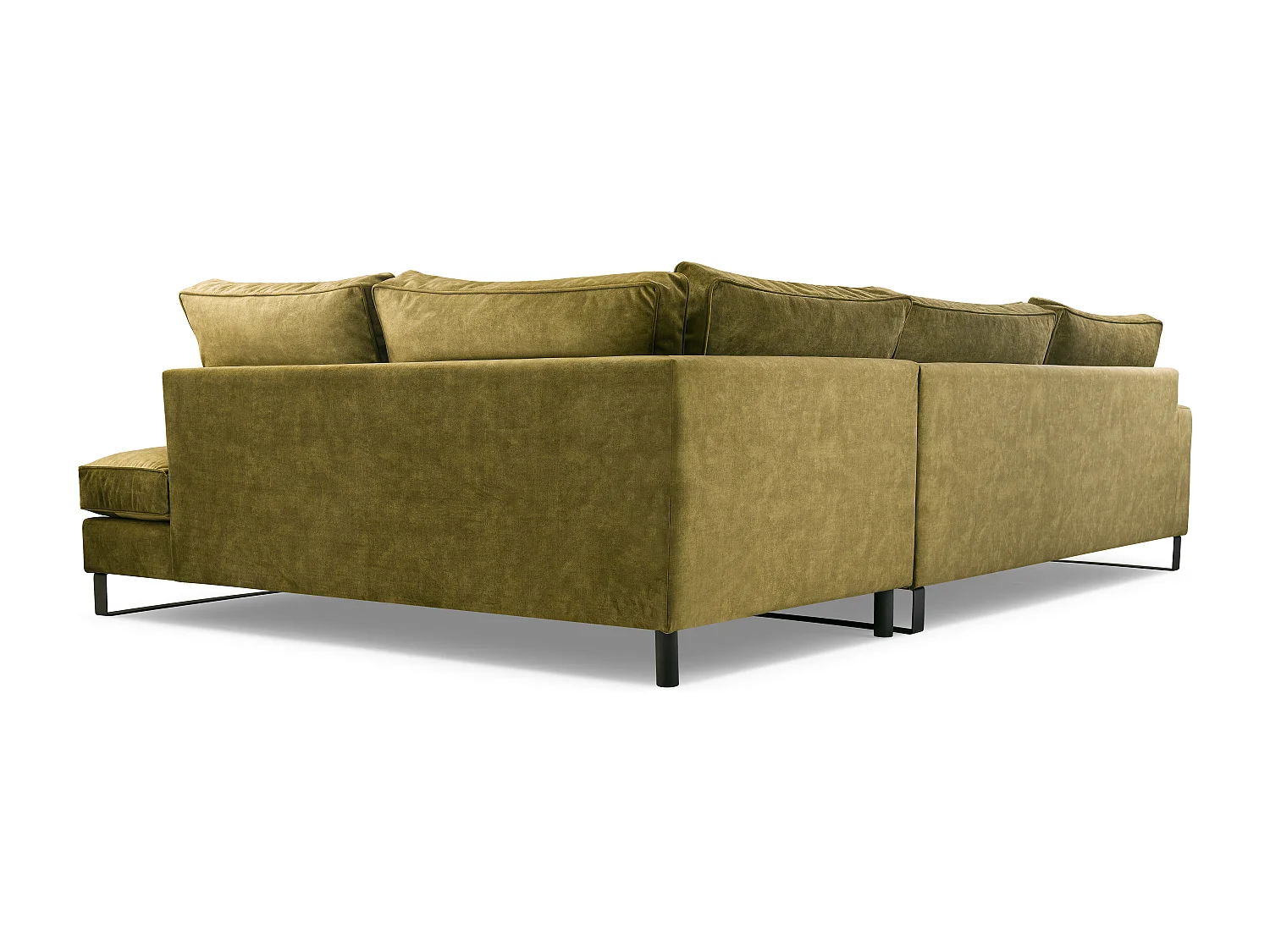 Ecksofa Freistehend L-förmig mit Wasserabweisendem Torre-Bezug, Abnehmbaren Kissen und Schwarzen Metallfüßen – Rechte Seite 314x224x90 cm, Grau