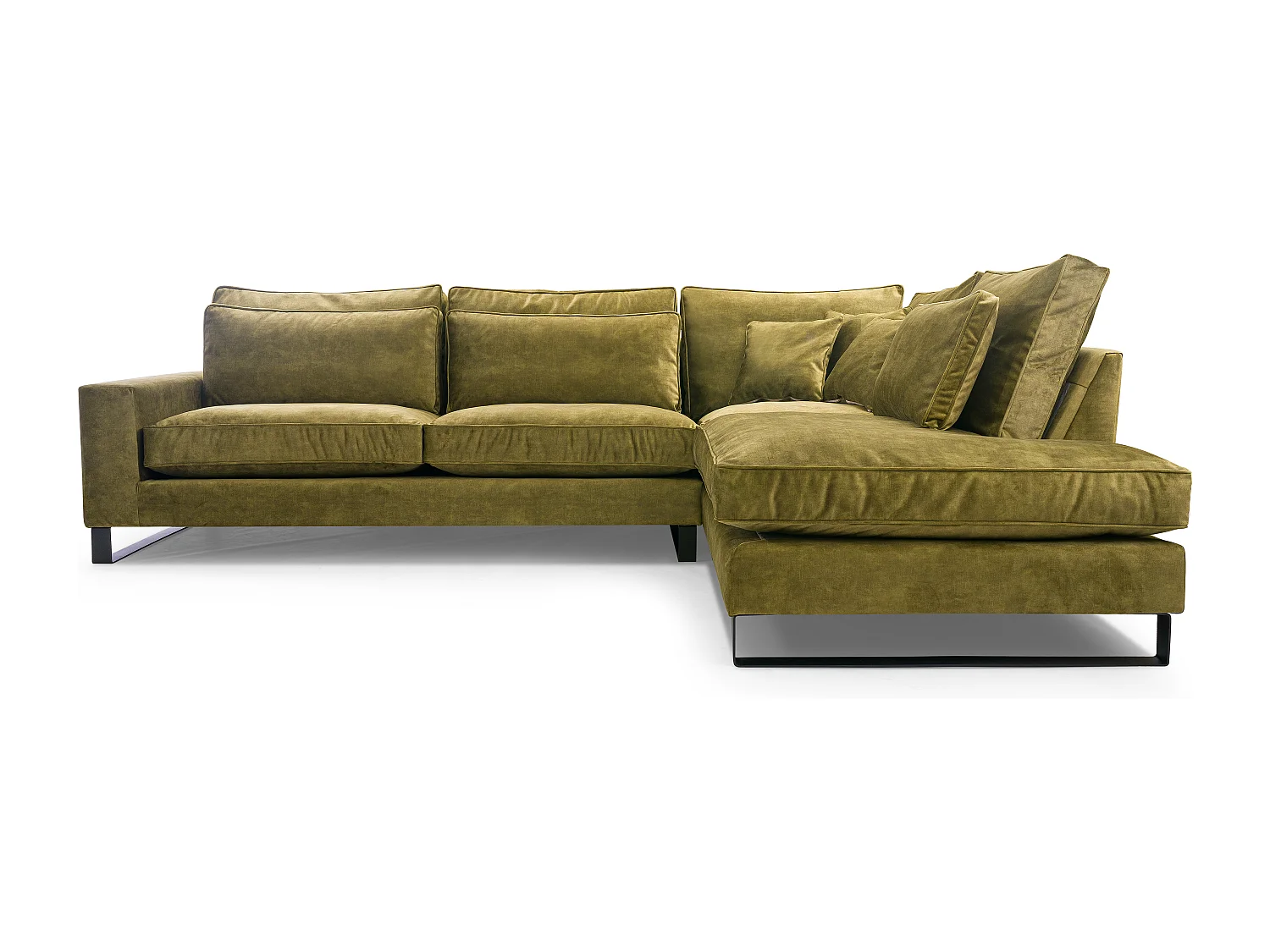Ecksofa Freistehend L-förmig mit Wasserabweisendem Torre-Bezug, Abnehmbaren Kissen und Schwarzen Metallfüßen – Rechte Seite 314x224x90 cm, Grau