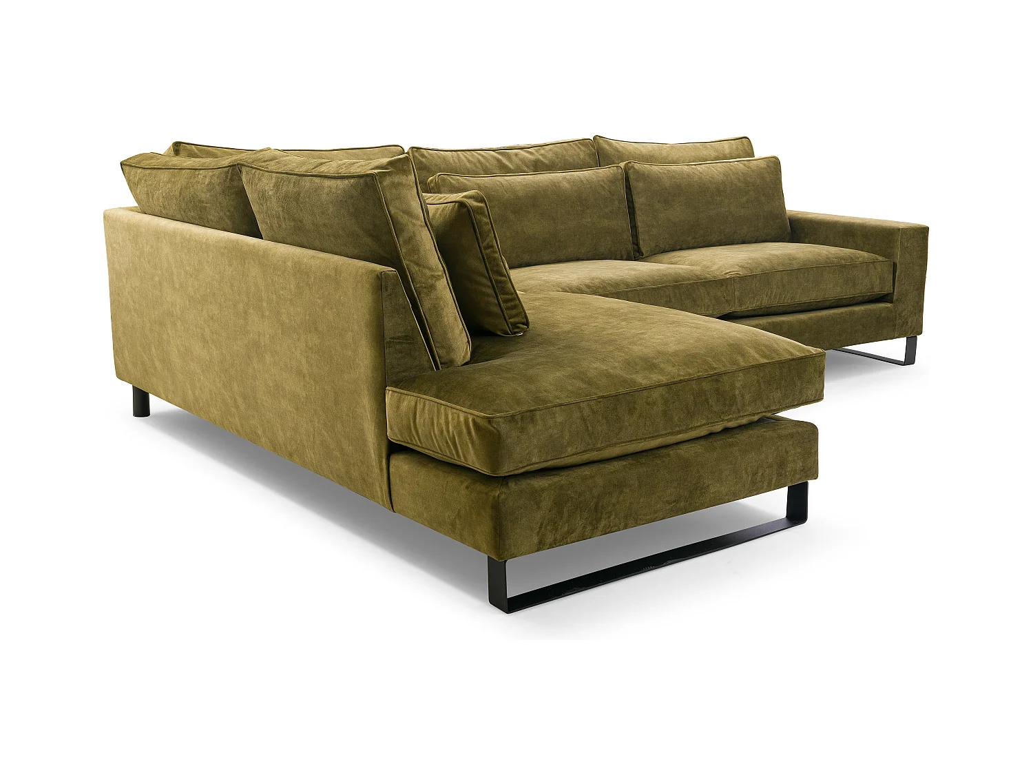 Ecksofa Freistehend L-förmig mit Wasserabweisendem Torre-Bezug, Abnehmbaren Kissen und Schwarzen Metallfüßen – Linke Seite 314x224x90 cm, Platina