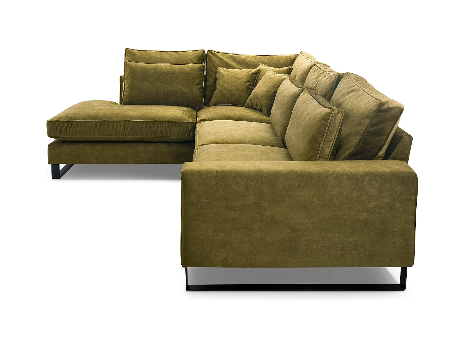 Ecksofa Freistehend L-förmig mit Wasserabweisendem Torre-Bezug, Abnehmbaren Kissen und Schwarzen Metallfüßen – Linke Seite 314x224x90 cm, Platina