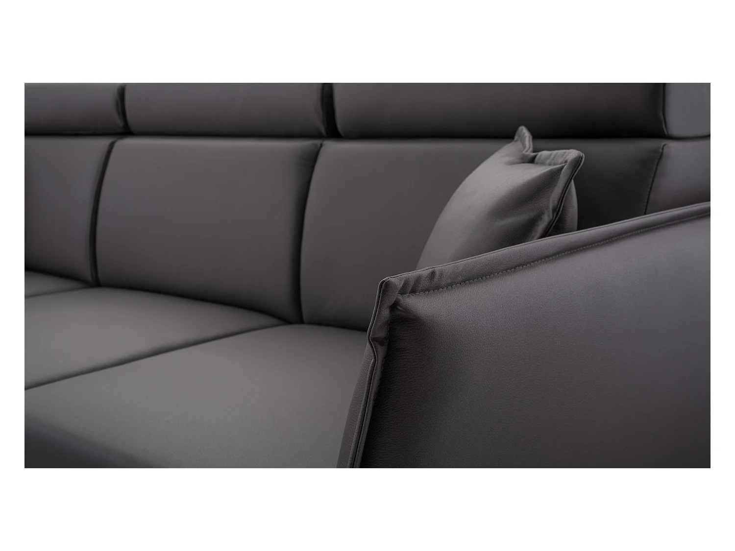 Ecksofa mit Schlaffunktion und Bettkasten-198x127cm,Verstellbare Kopfstützen,Schlafsofa,Bettsofa,Freistehend,Außenmaße 227x161,Linke Seite,Graphit