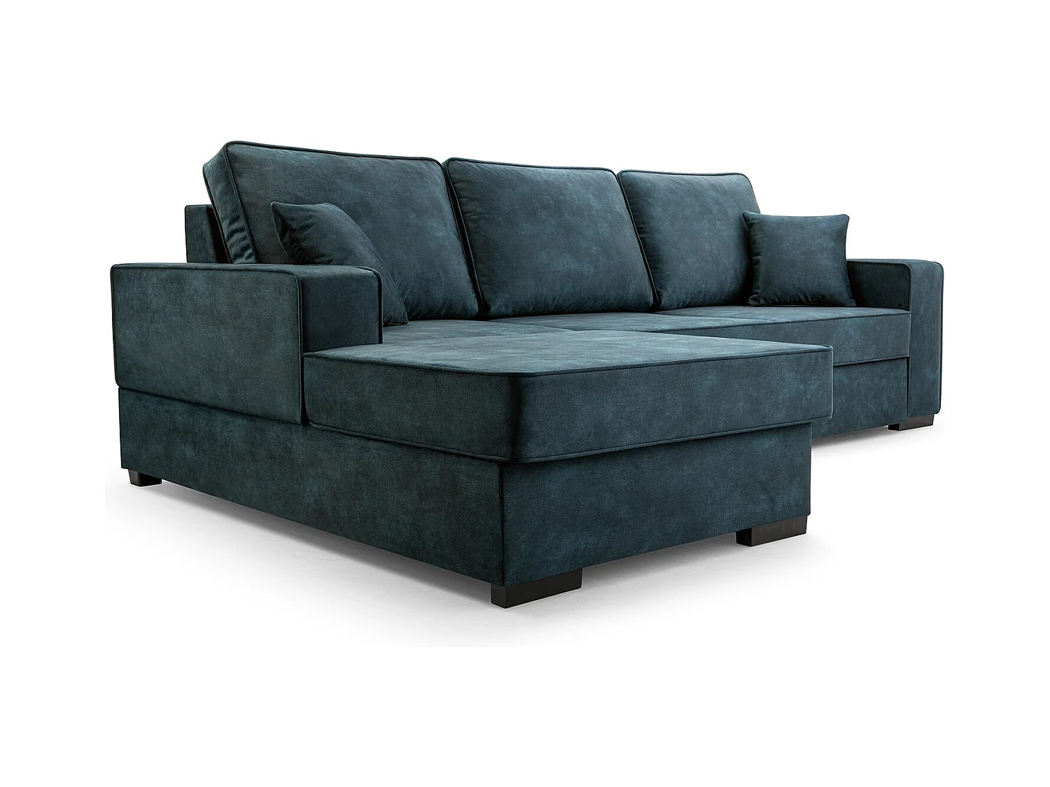 Schlafcouch mit Stauraum & Schlaffunktion – Sofa mit Automatik-Wagenmechanismus, Veloursstoff, gepolstertes Ecksofa | 223x160 cm | Gold, Linke Seite