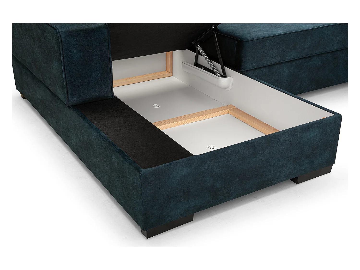 Schlafcouch mit Stauraum & Schlaffunktion – Sofa mit Automatik-Wagenmechanismus, Veloursstoff, gepolstertes Ecksofa | 223x160 cm | Gold, Linke Seite