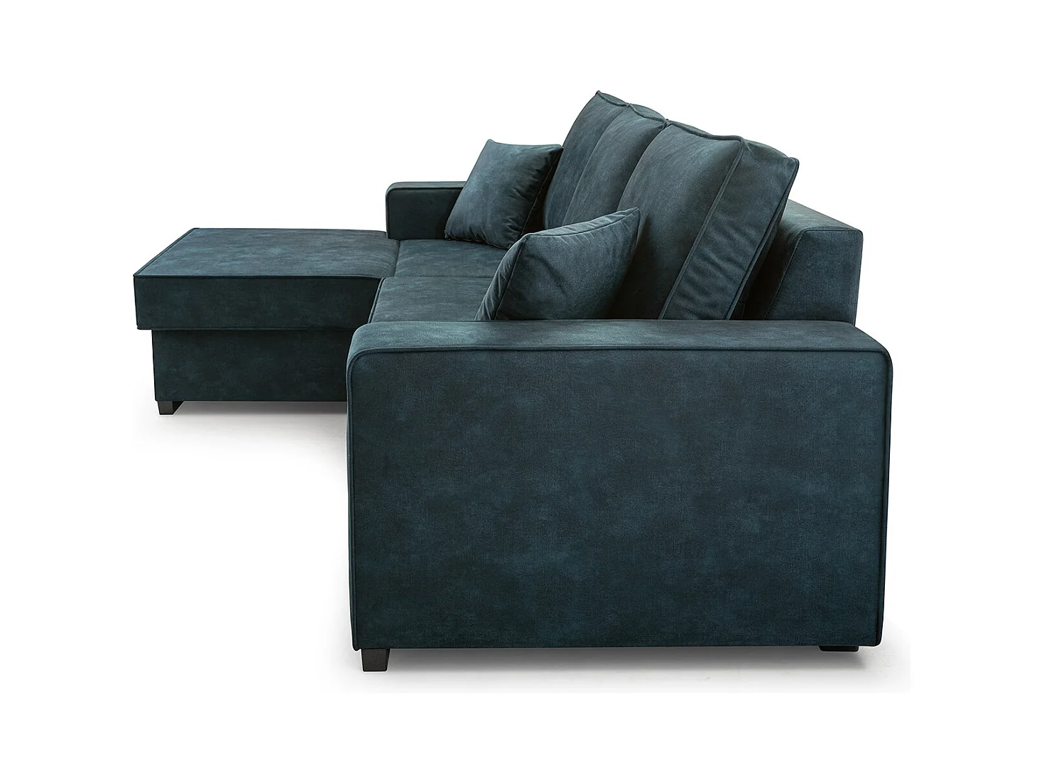 Schlafcouch mit Stauraum & Schlaffunktion – Sofa mit Automatik-Wagenmechanismus, Veloursstoff, gepolstertes Ecksofa | 223x160 cm | Gold, Linke Seite