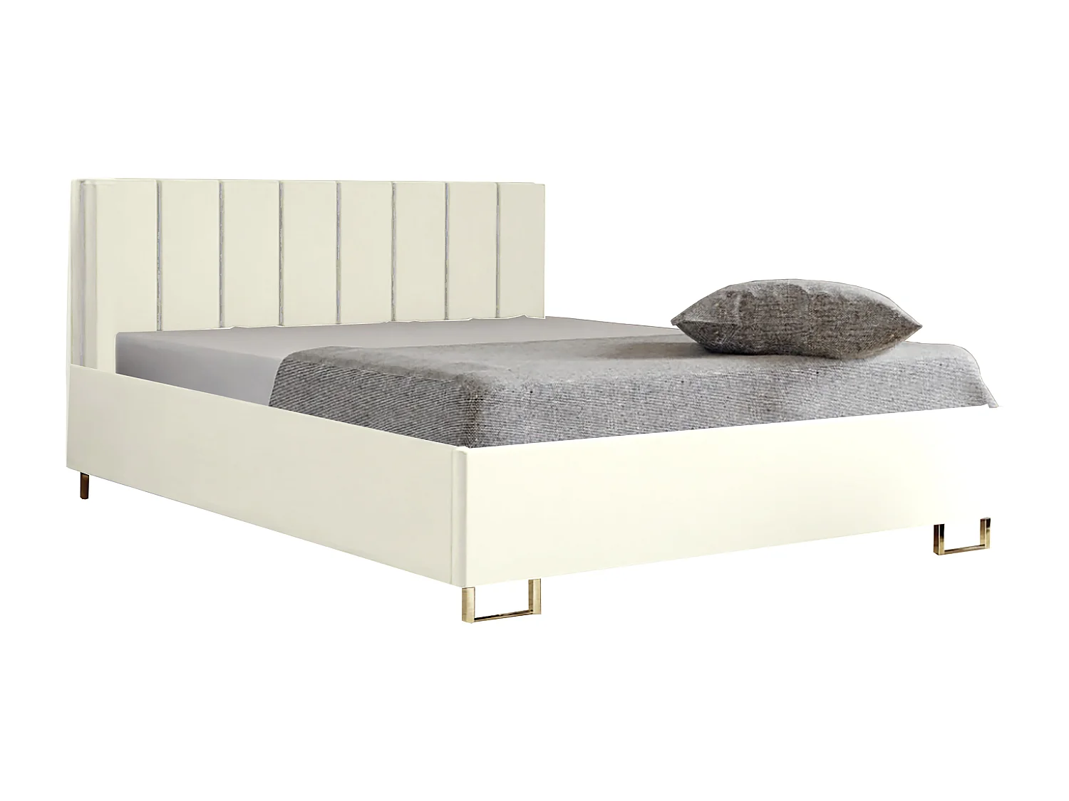 Polsterbett MALIBU 180x200 Beige, VELUTTO-Stoff, gepolstertes Kopfteil, Bettkasten mit Gasdruckfeder, 39 cm hoch, Weiß