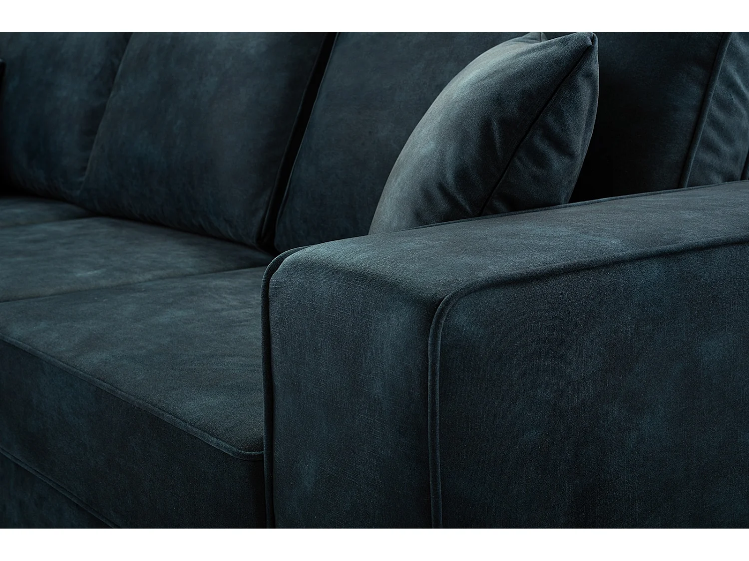 Schlafcouch mit Stauraum & Schlaffunktion – Sofa mit Automatik-Wagenmechanismus, Veloursstoff, gepolstertes Ecksofa | 223x160 cm | Grün, Linke Seite