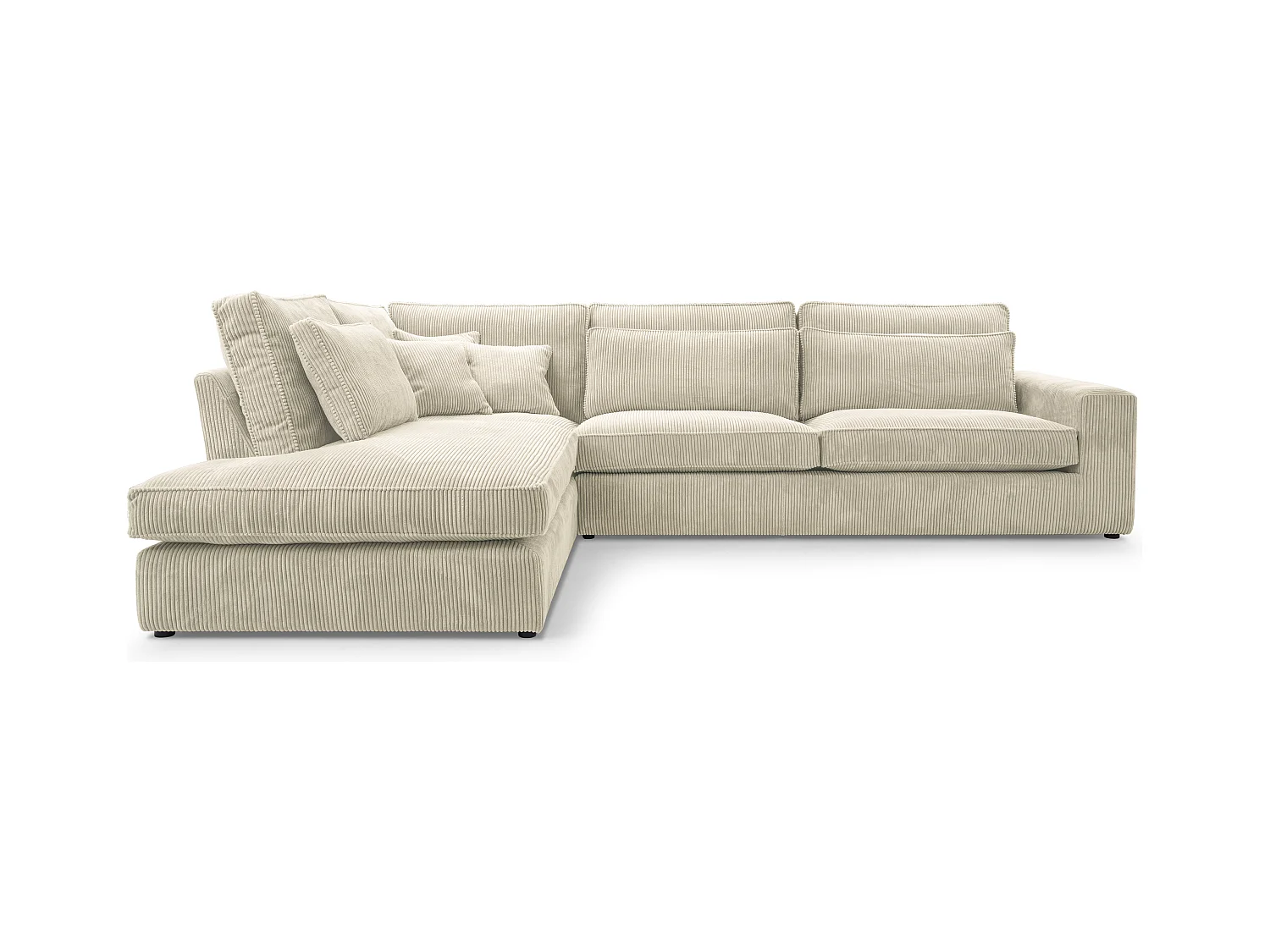 Ecksofa COBRA, Stoff-LINCOLN, Modernes Ecksofa Mit Kissen, Wellenfederung, Rückseite Bezogen, Freistehend, Links-Layout 89x314x224cm, BEIGE