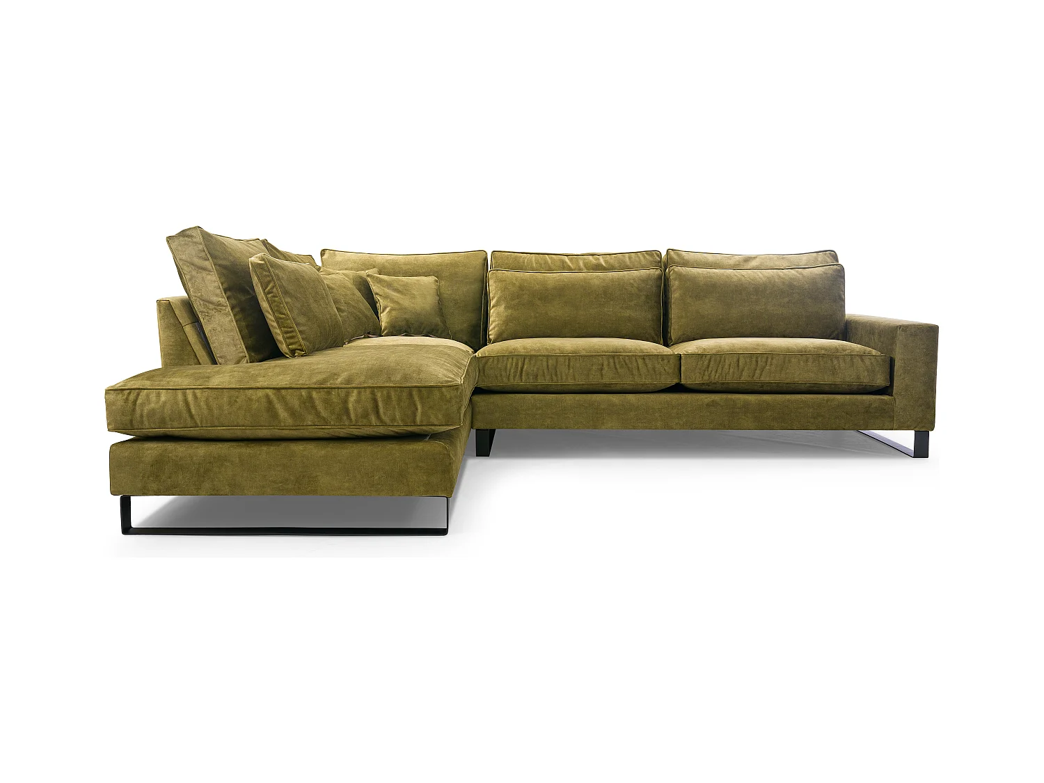 Ecksofa Freistehend L-förmig mit Wasserabweisendem Torre-Bezug, Abnehmbaren Kissen und Schwarzen Metallfüßen – Linke Seite 314x224x90 cm, Graphit