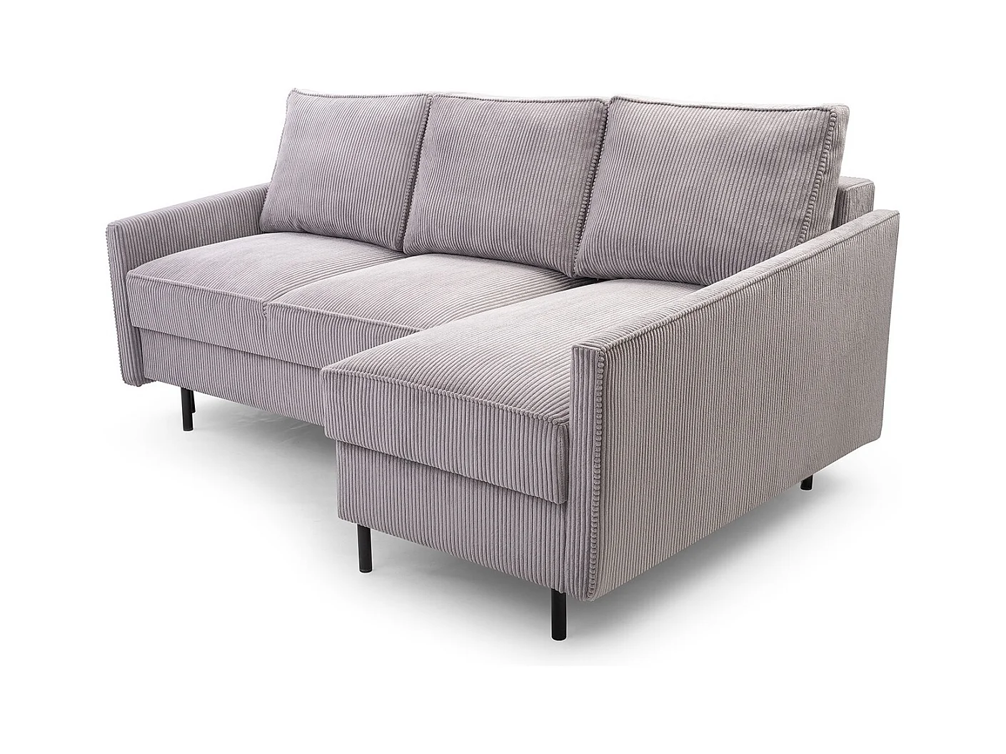 Ecksofa, ROBIN Sofa Mit Cordstoff-POSO, Ausziehbar, Schlafbereich 145x203cm, Robustes Holzgestell, Rechte Seite, TÜRKIS