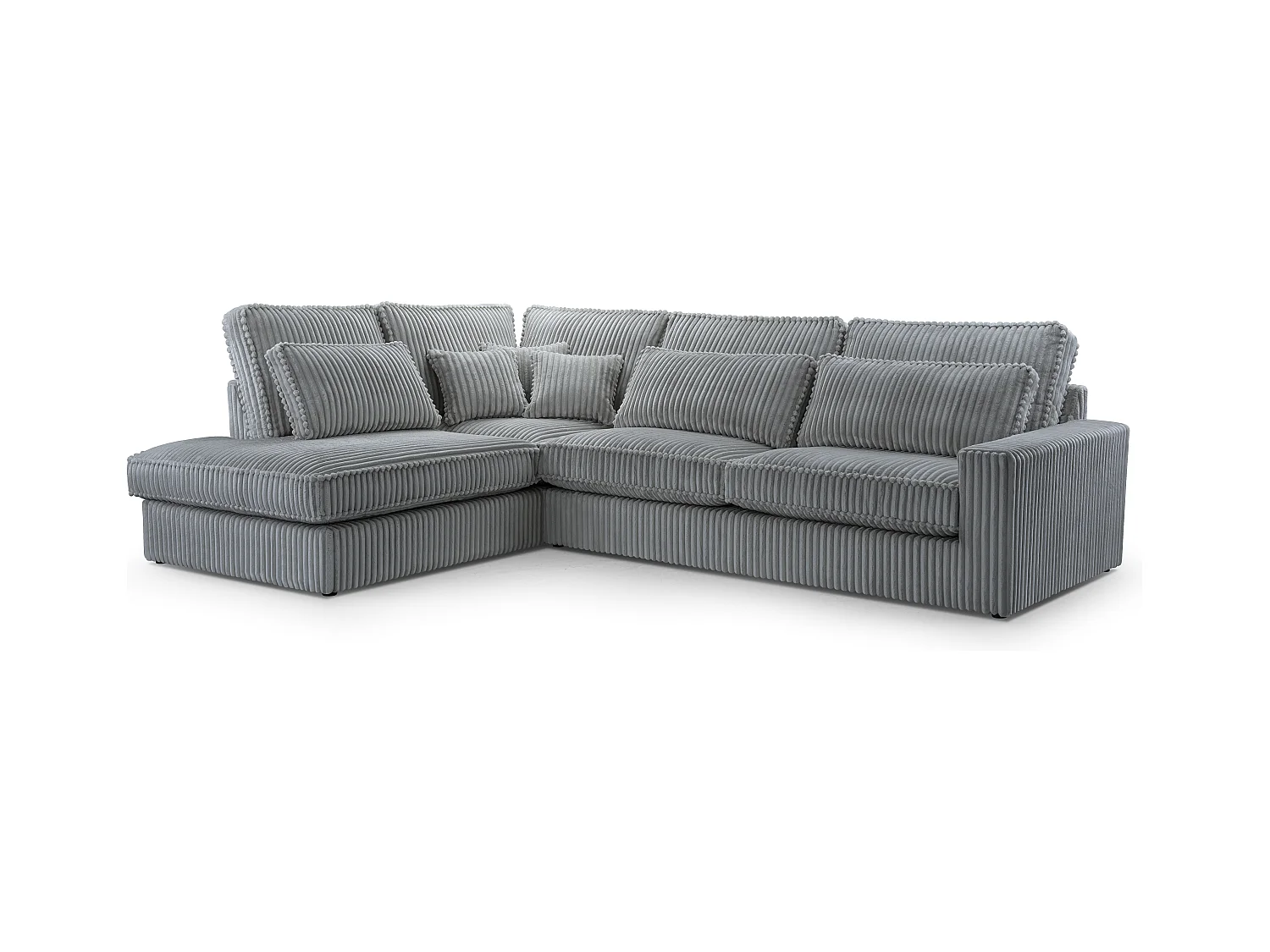 Hochwertiges Ecksofa - Modernes Sofa mit Kissen, gepolsterte Rückenlehne, bequem und stilvoll, Design Links 89x314x224 cm, Grau