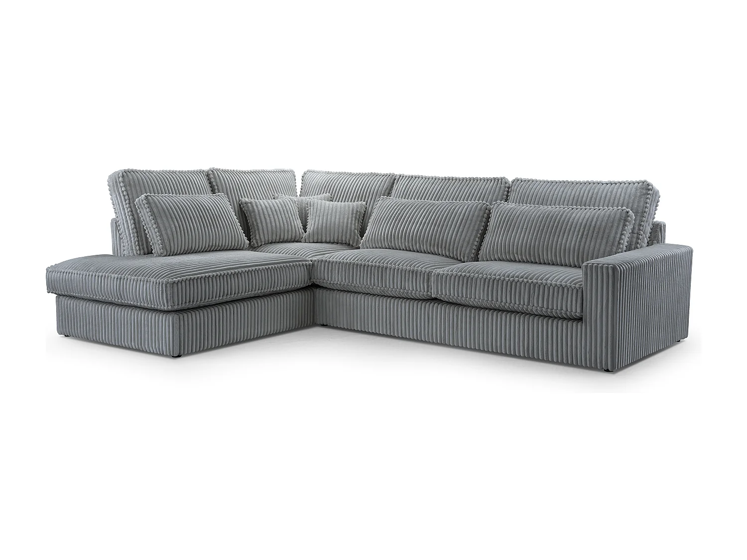 Hochwertiges Ecksofa - Modernes Sofa mit Kissen, gepolsterte Rückenlehne, bequem und stilvoll, Design Links 89x314x224 cm, Grau