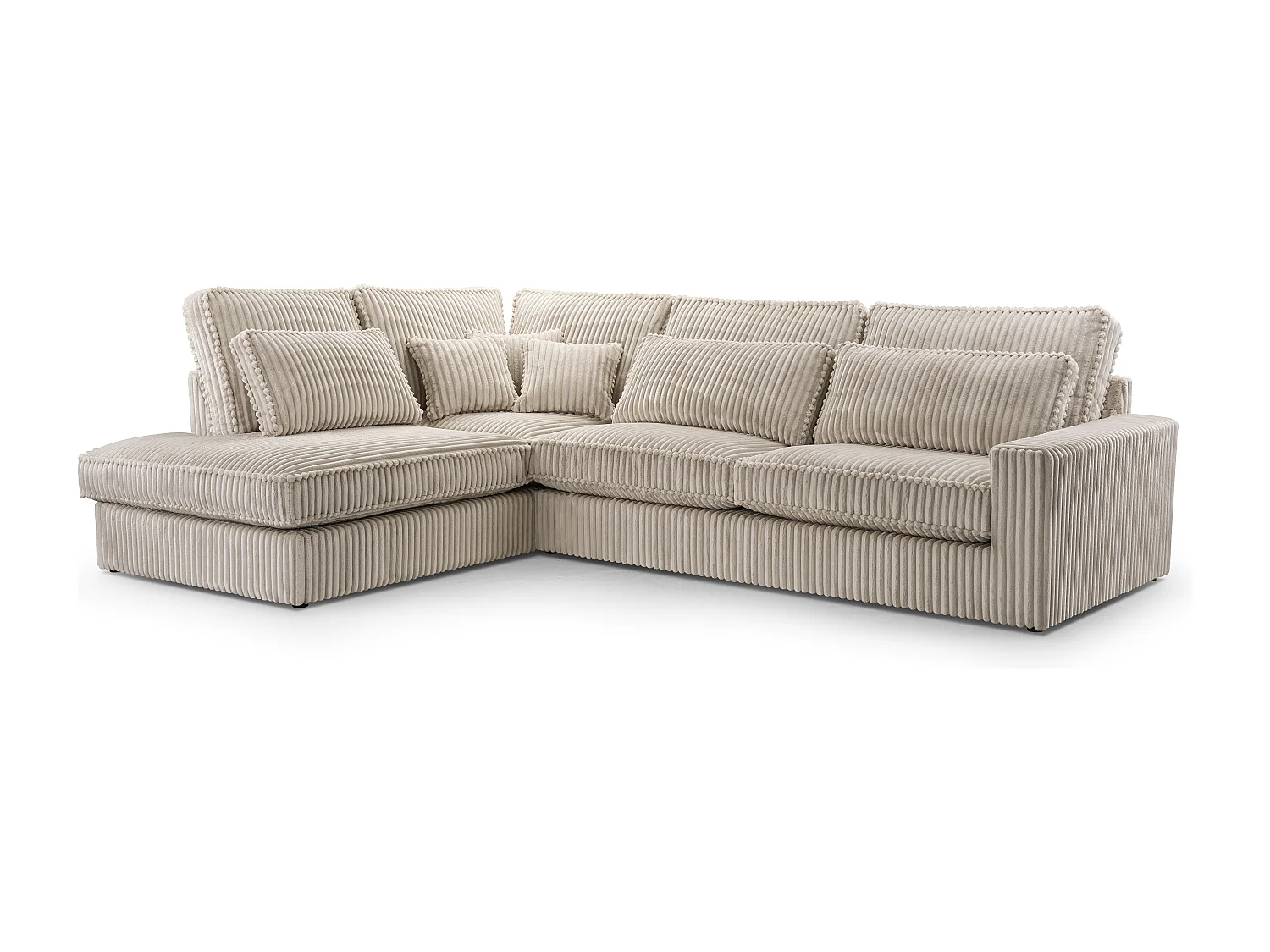 Hochwertiges Ecksofa - Modernes Sofa mit Kissen, gepolsterte Rückenlehne, bequem und stilvoll, Design Links 89x314x224 cm, Grau
