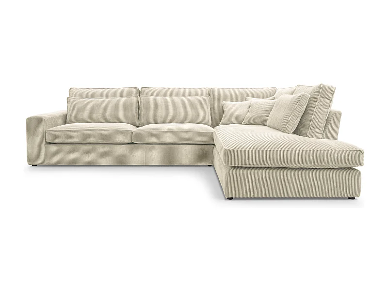 Ecksofa COBRA, Stoff-LINCOLN, Modernes Ecksofa Mit Kissen, Wellenfederung, Rückseite Bezogen, Freistehend, Rechts-Layout 89x314x224cm, BEIGE
