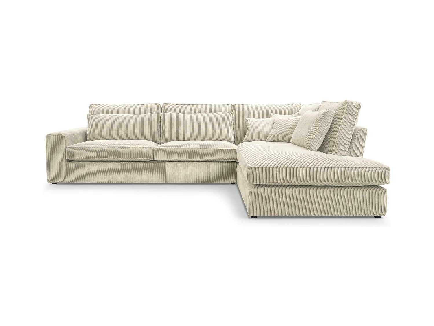Ecksofa COBRA, Stoff-LINCOLN, Modernes Ecksofa Mit Kissen, Wellenfederung, Rückseite Bezogen, Freistehend, Rechts-Layout 89x314x224cm, BEIGE