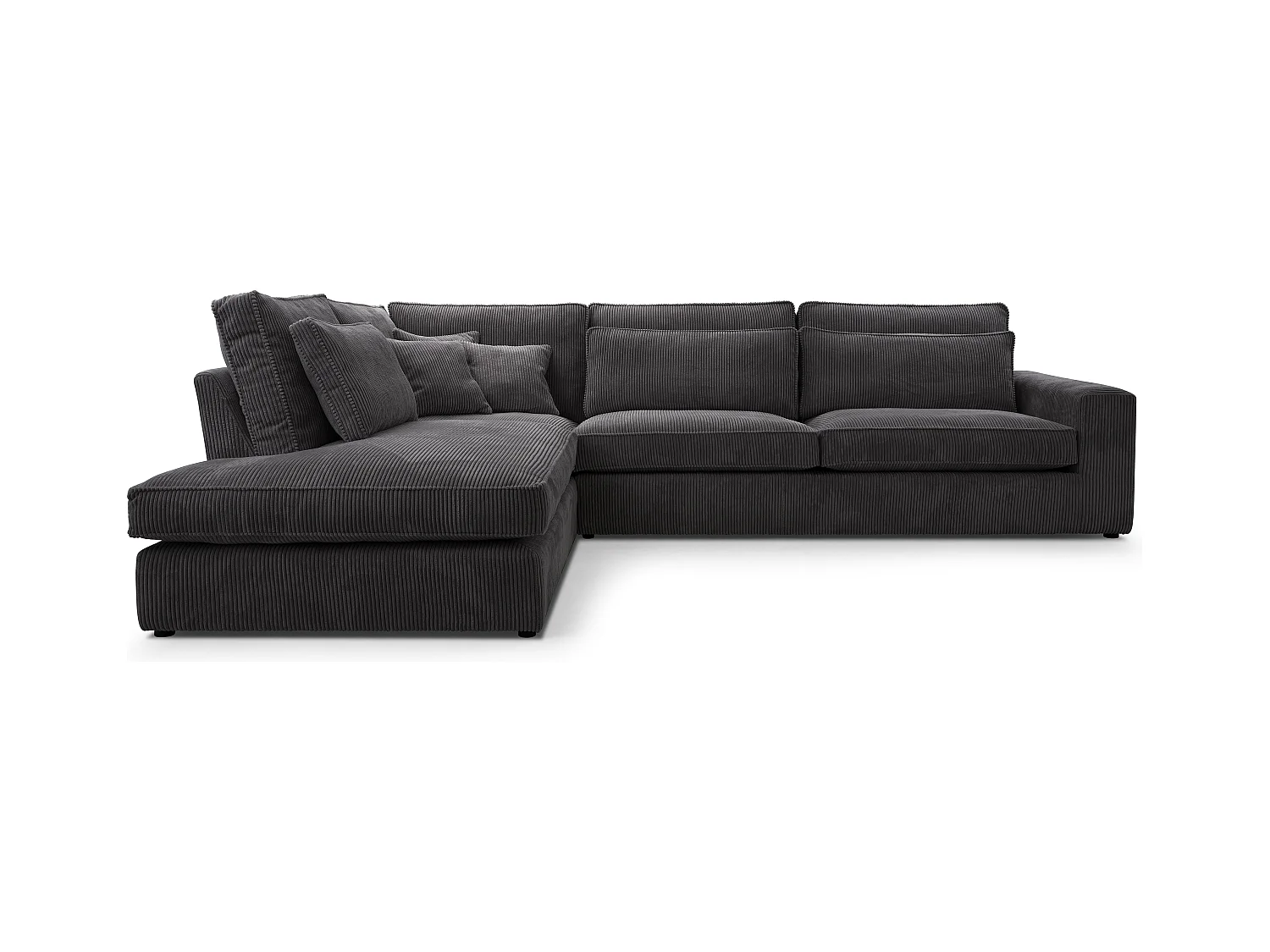 Modernes Ecksofa mit Kissen, Beste Ecke! Wohnbereich mit Bettkasten, Wave Spring Rücken, Freistehend, 89x314x224cm, Linke Seite, Graphit
