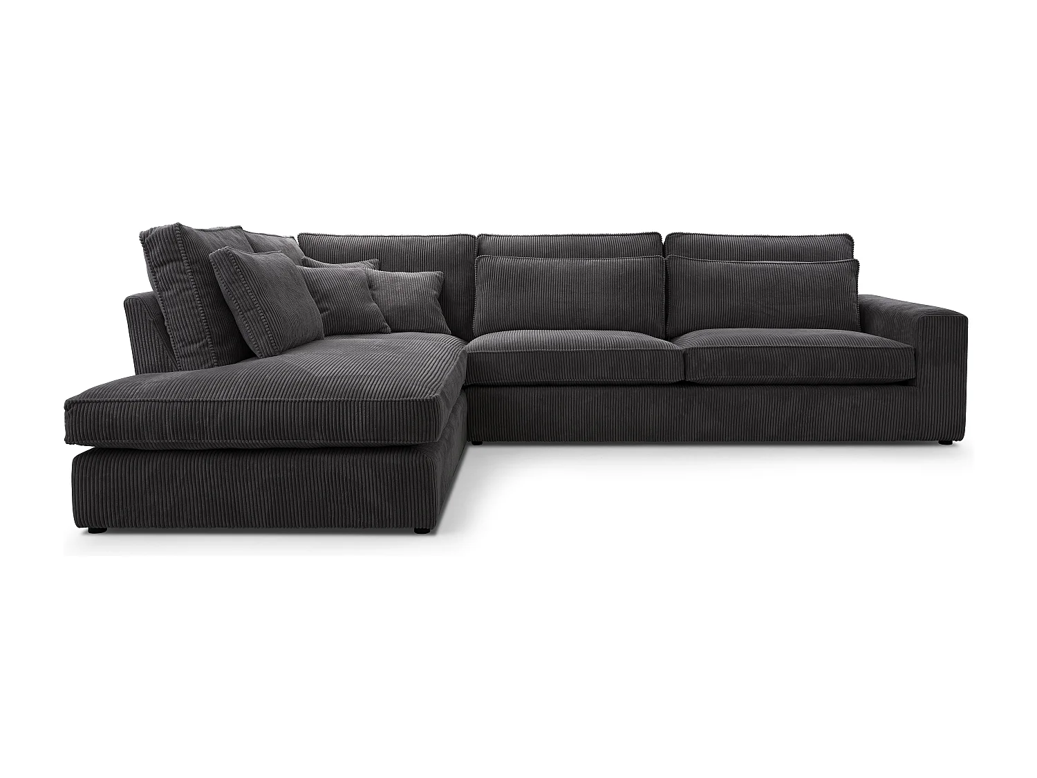 Modernes Ecksofa mit Kissen, Beste Ecke! Wohnbereich mit Bettkasten, Wave Spring Rücken, Freistehend, 89x314x224cm, Linke Seite, Graphit