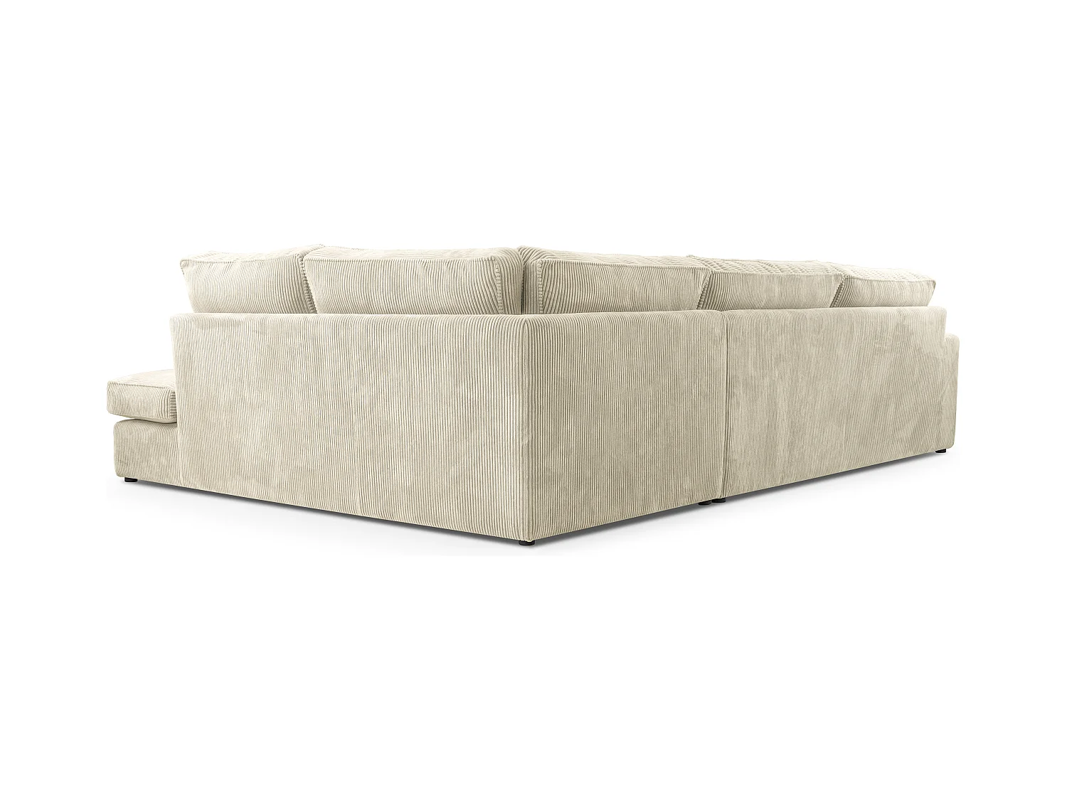 Ecksofa COBRA, Stoff-LINCOLN, Modernes Ecksofa Mit Kissen, Wellenfederung, Rückseite Bezogen, Freistehend, Links-Layout 89x314x224cm, GRAU