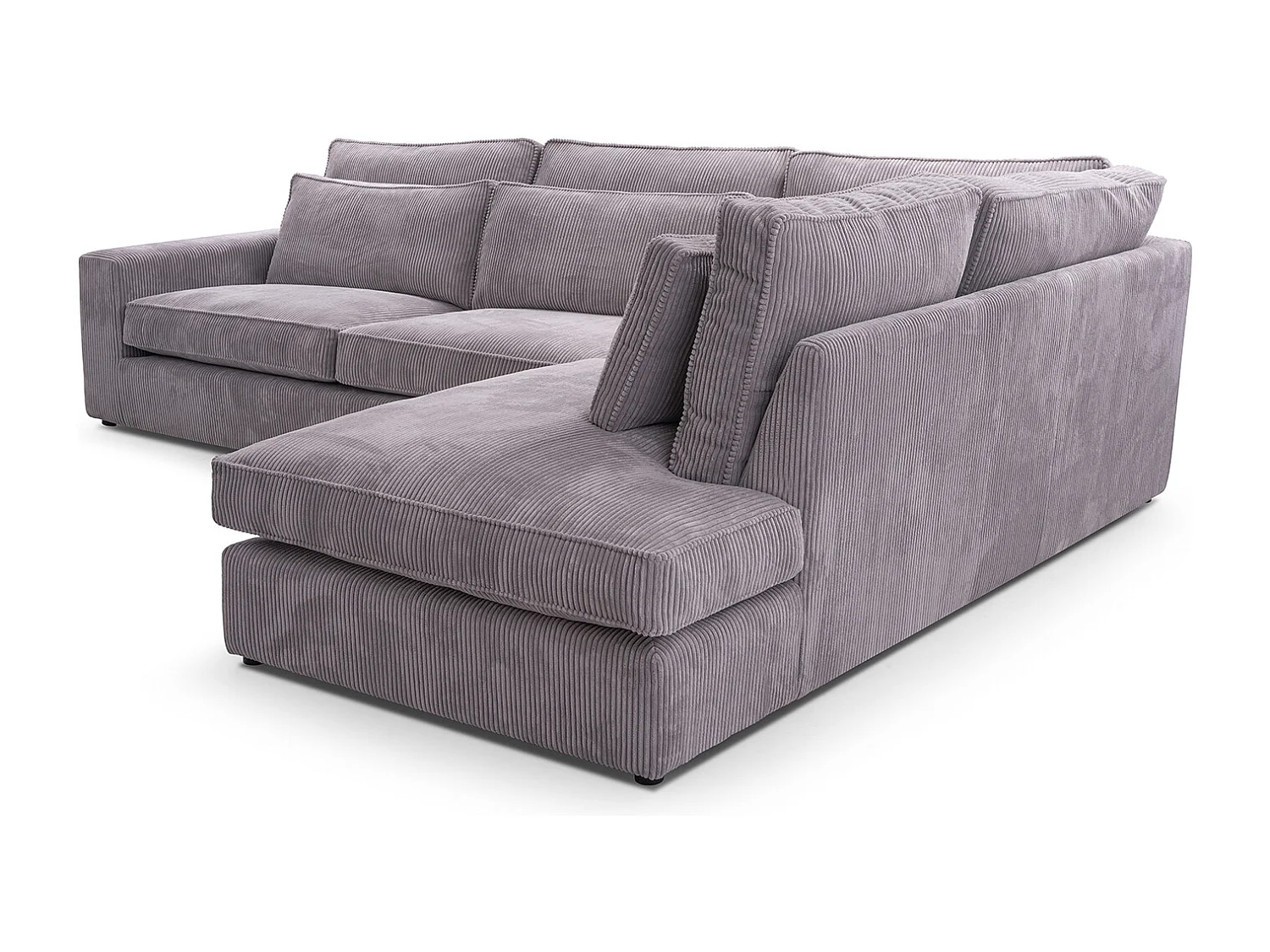 Ecksofa COBRA, Stoff-LINCOLN, Modernes Ecksofa Mit Kissen, Wellenfederung, Rückseite Bezogen, Freistehend, Links-Layout 89x314x224cm, GRAU