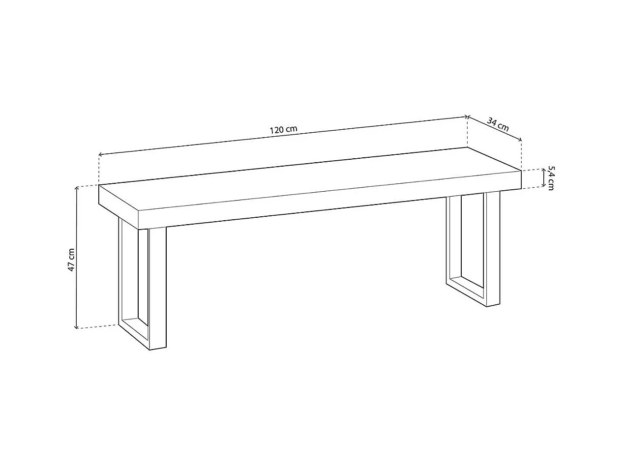 Banco asiento Loft roble Honey/negro 47x120x34 cm Adec