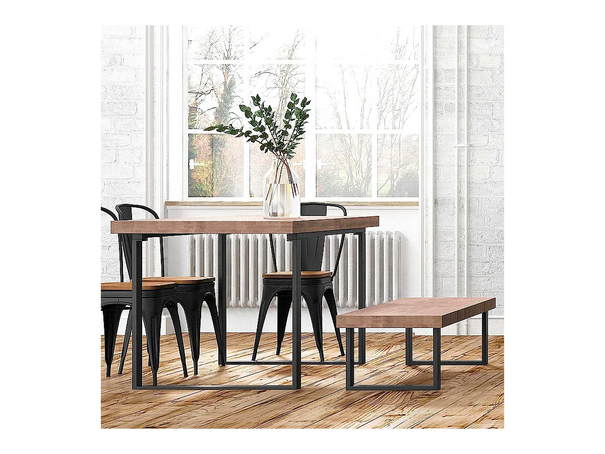 Banco asiento Loft roble Honey/negro 47x120x34 cm Adec