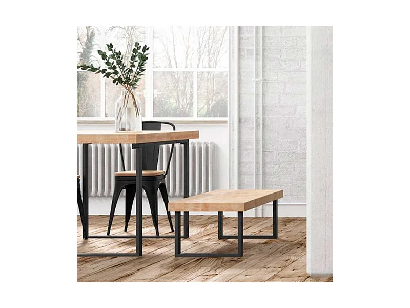 Banc de salon et salle à manger Indú Nordic Chêne Noir 120x47x34 cm