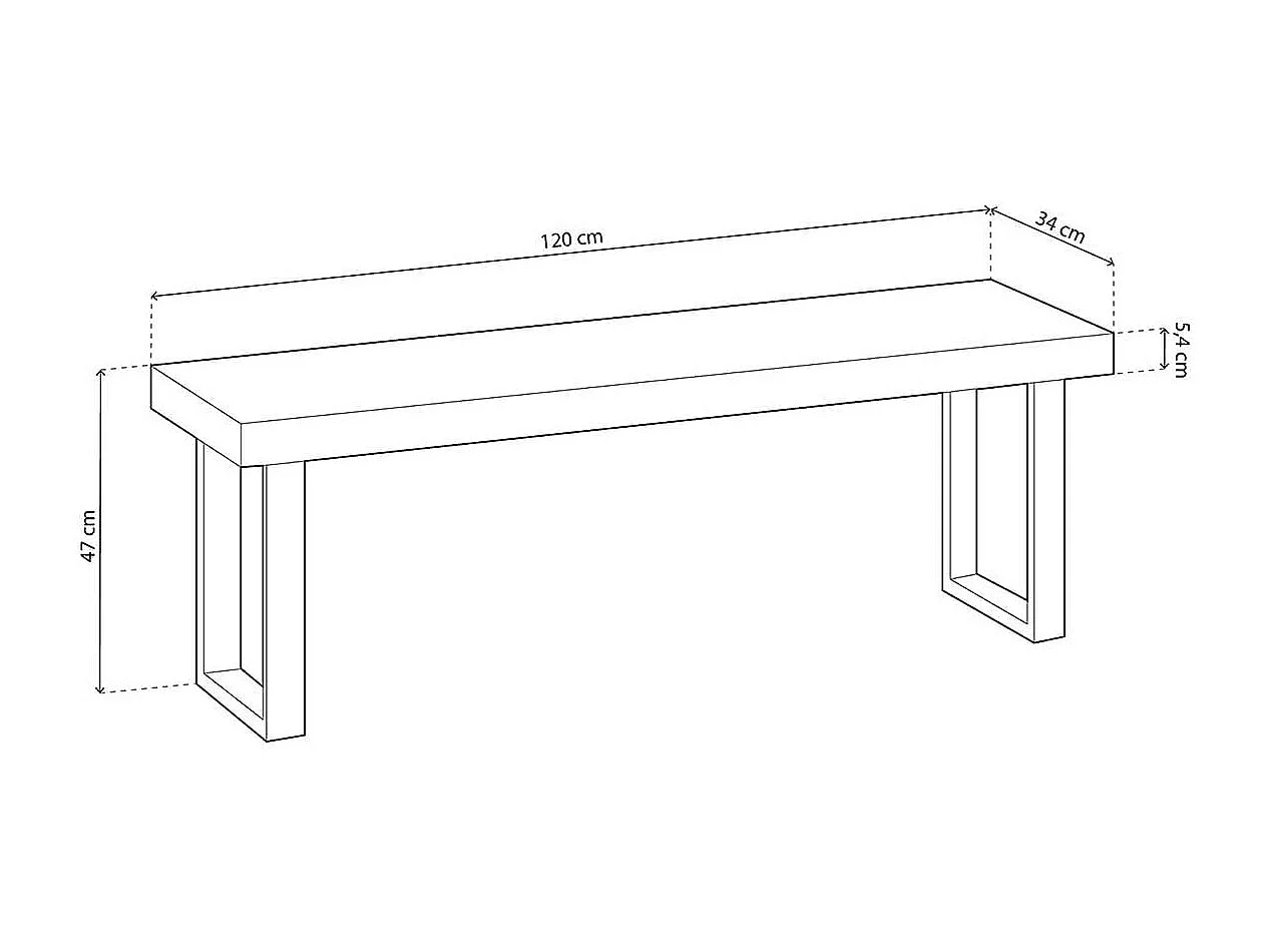 Banco asiento Loft roble/negro 47x120x34 cm Adec