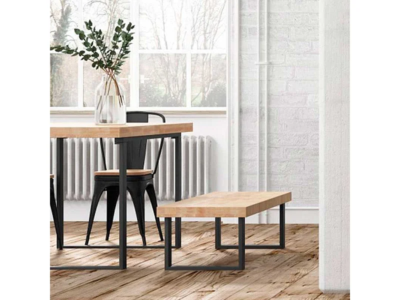 Banco asiento Loft roble/negro 47x120x34 cm Adec