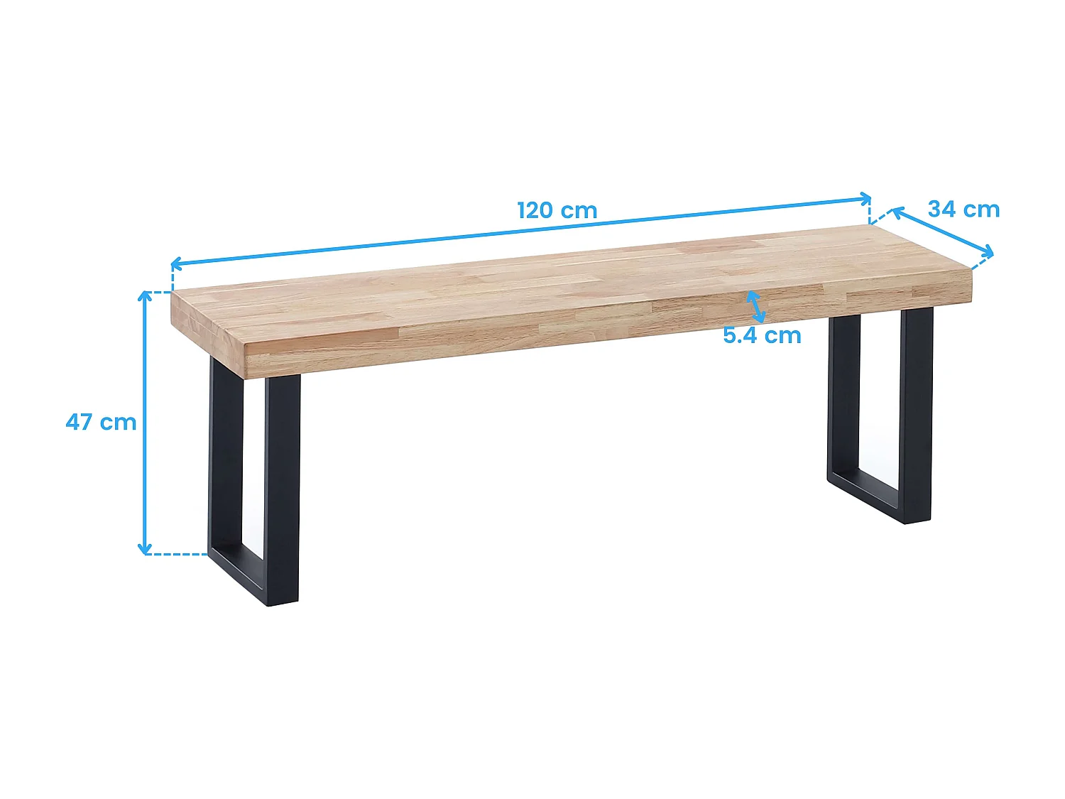 Banco asiento Loft roble/negro 47x120x34 cm Adec