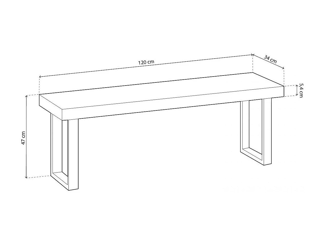 Banco asiento Loft roble/negro 47x120x34 cm Adec