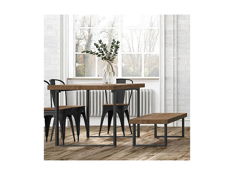 Banco asiento Loft roble american/negro 47x120x34 cm Adec