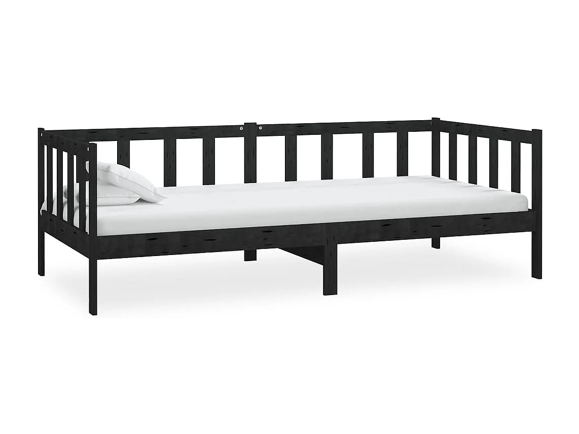 Sofá-cama 90x200 cm madeira de pinho maciça preto