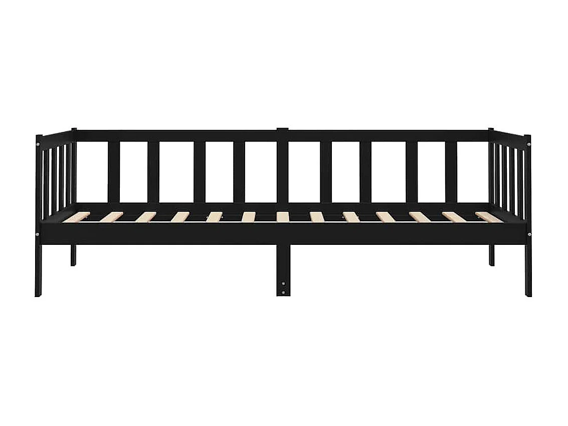 Sofá-cama 90x200 cm madeira de pinho maciça preto