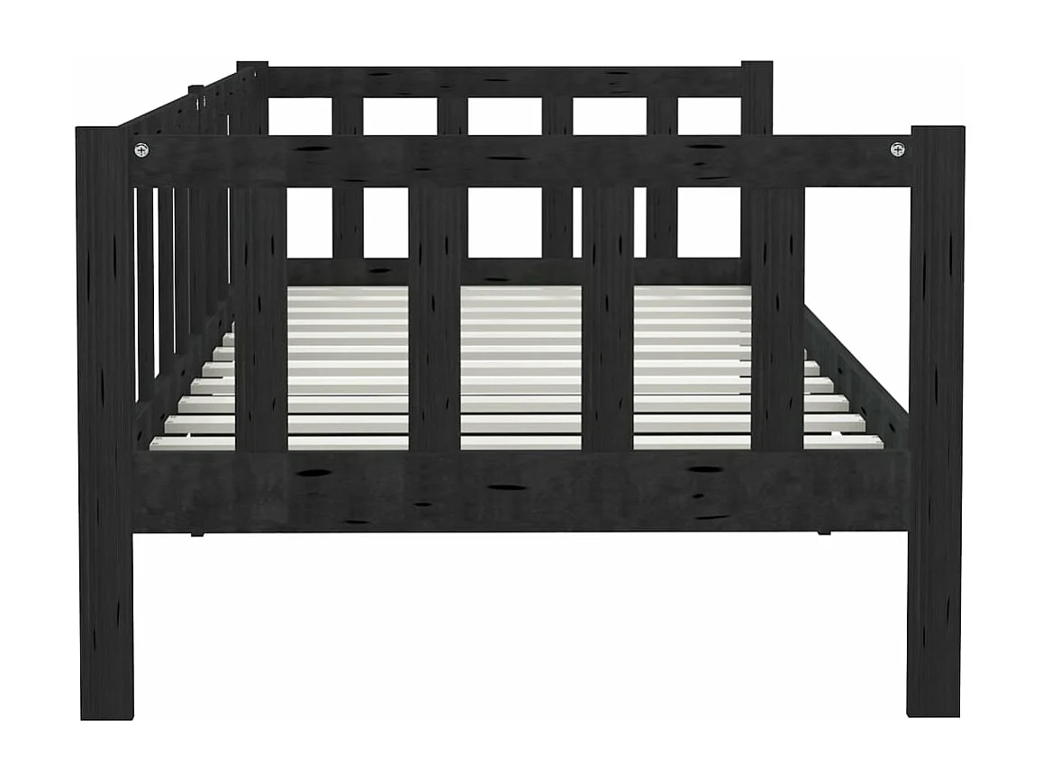 Sofá-cama 90x200 cm madeira de pinho maciça preto