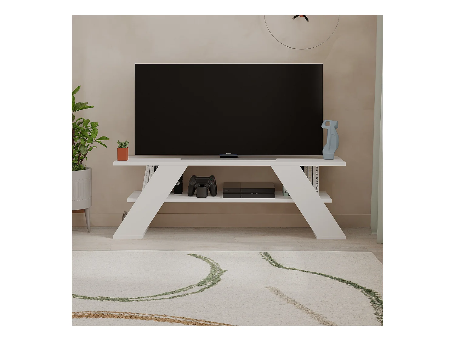 Table TV - 40X120X34 Blanc