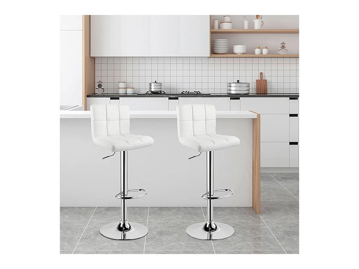 Taburete alto Pub giratorio con altura regulable y reposapiés blanco Ø45x115 cm Adec