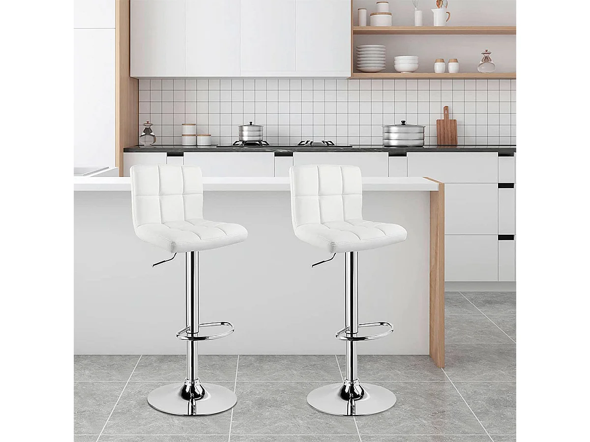 Taburete alto Pub giratorio con altura regulable y reposapiés blanco Ø45x115 cm Adec