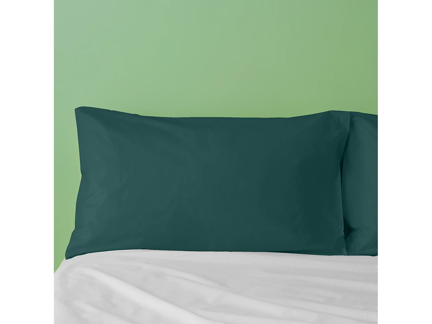 Federa in puro cotone tinta unita verde scuro (50x80cm)