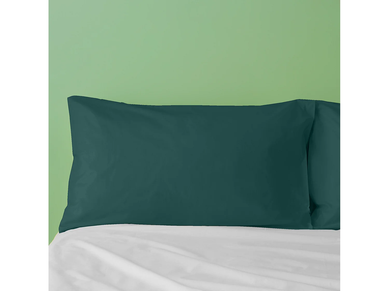 Federa in puro cotone tinta unita verde scuro (50x80cm)