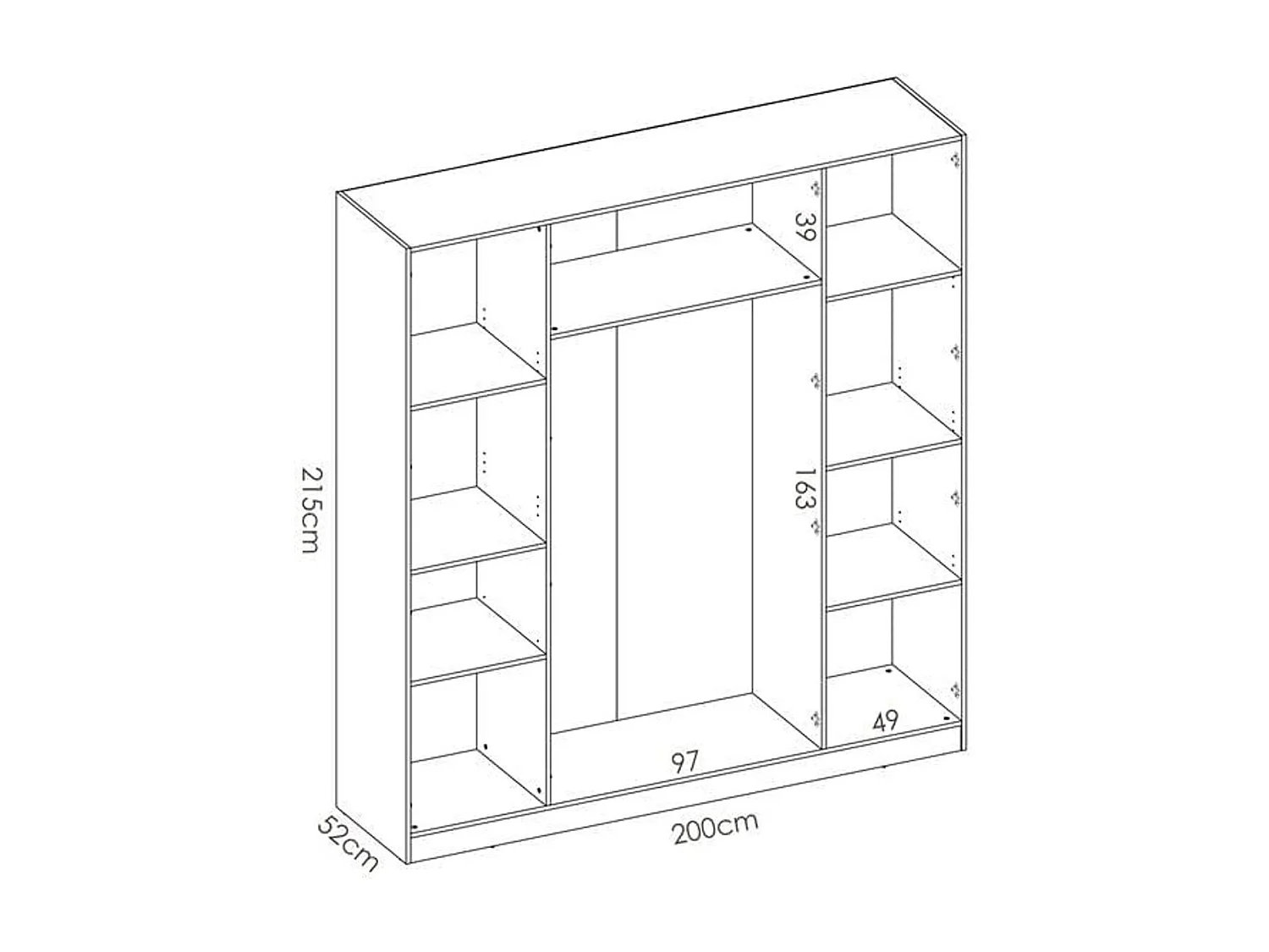 Armario Maxi 4 puertas abatibles blanco 215x200,8x52 cm