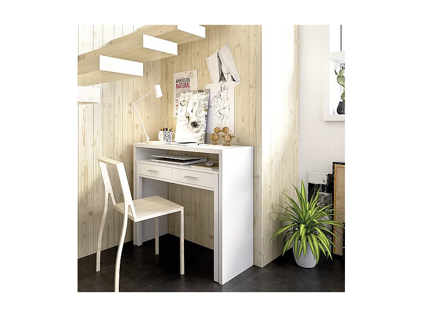 Consola Seven diseño extensible blanco brillo 99x88x36 cm