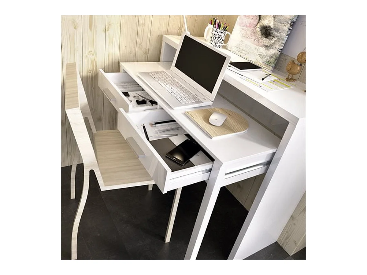 Consola Seven diseño extensible blanco brillo 99x88x36 cm