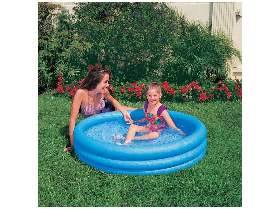Intex Ronde Opblaasbaar Zwembad 132L Blauw 114x25cm voor Kinderen met 3 Ringen