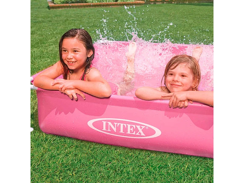 Piscina infantil Small Frame Intex cuadrada 342L +2A rosa 30x122x122 cm