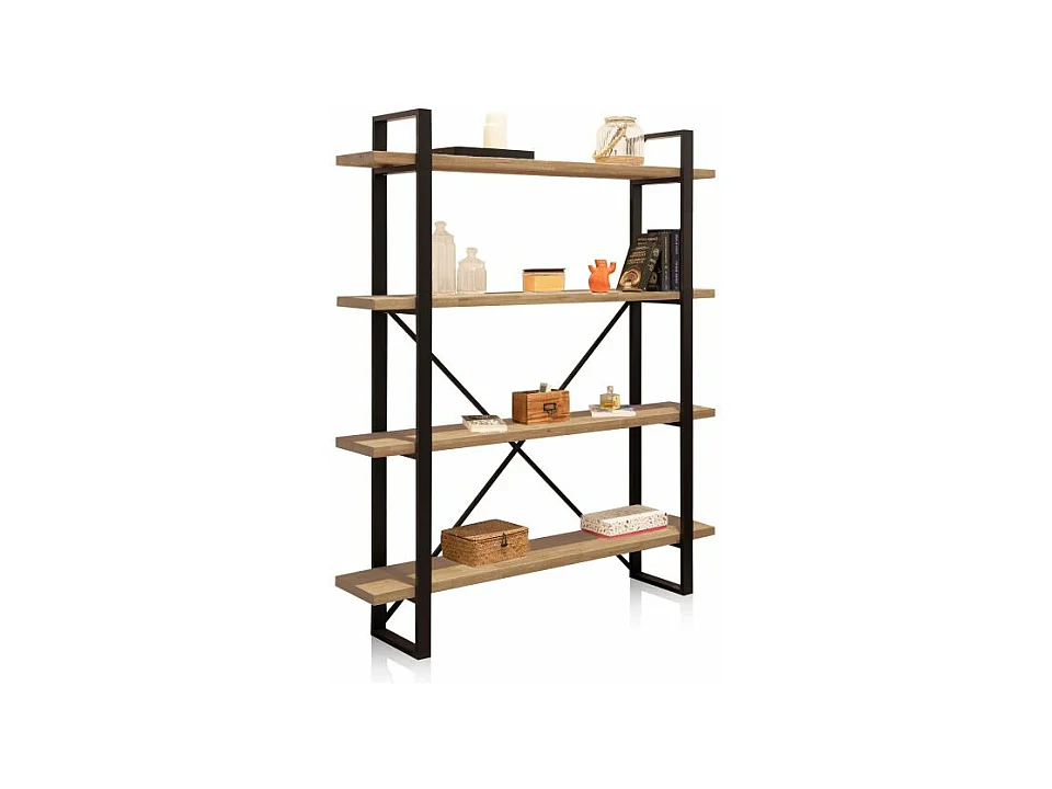 Estantería alta Plank roble American/negro 150x35x180 cm Adec