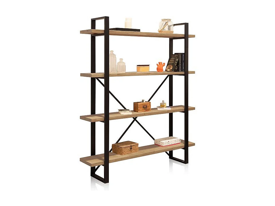 Estantería alta Plank roble American/negro 150x35x180 cm Adec