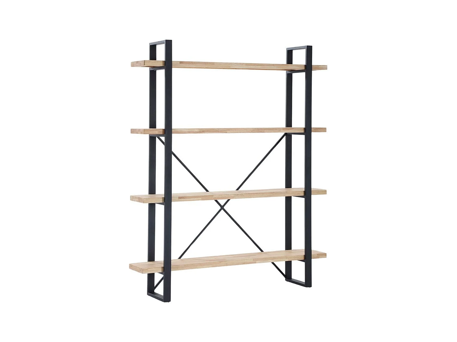 Bibliothèque industrielle en planches 150x180x35 cm Noir et bois