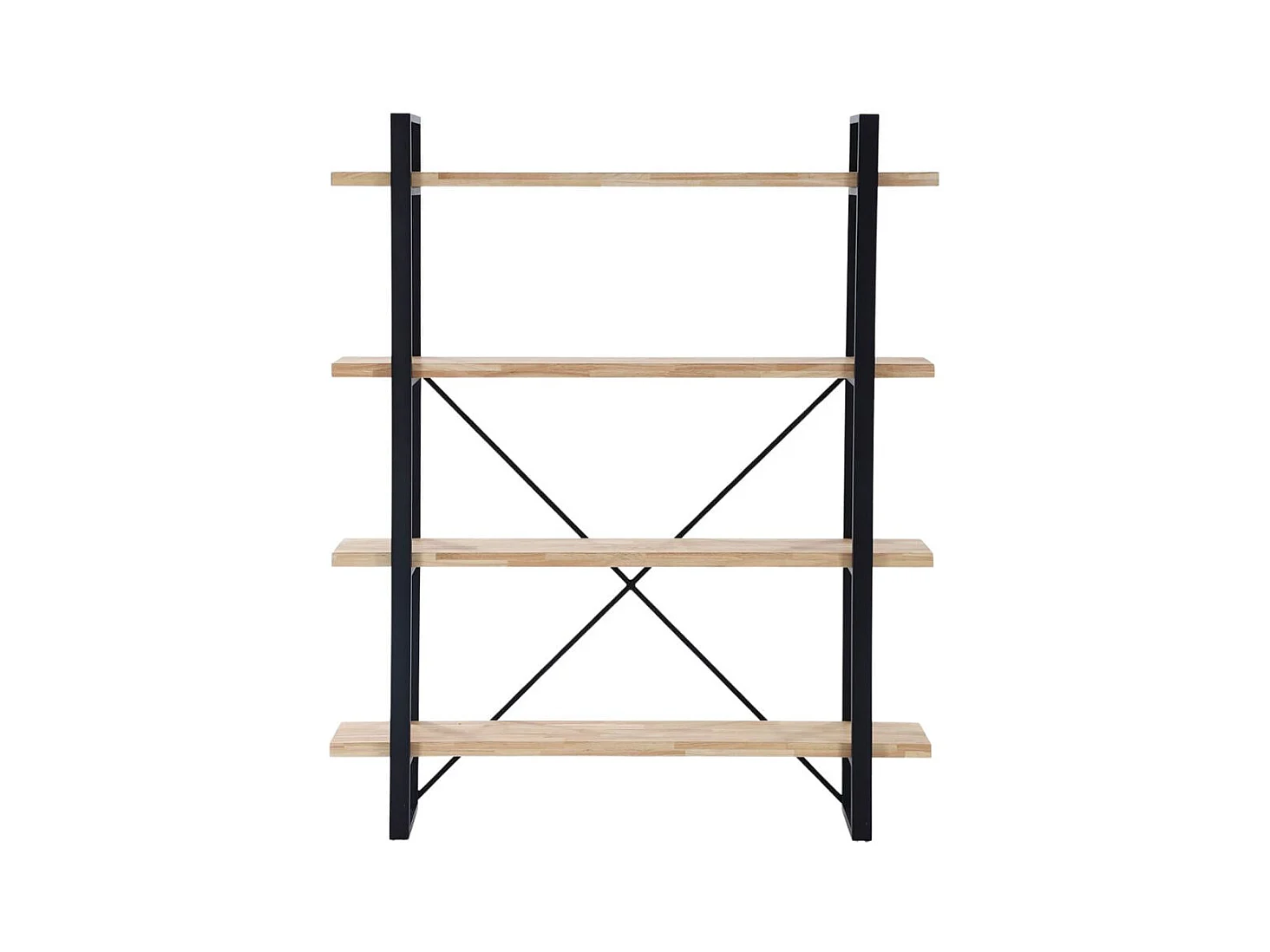 Bibliothèque industrielle en planches 150x180x35 cm Noir et bois