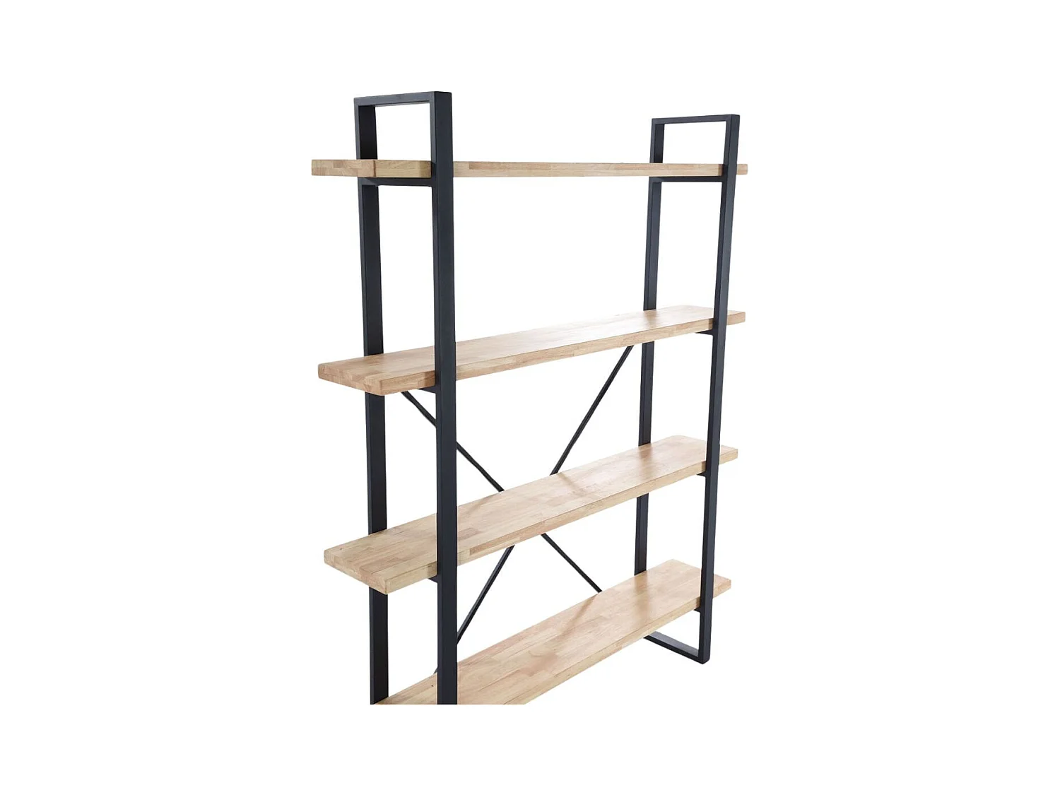 Bibliothèque industrielle en planches 150x180x35 cm Noir et bois